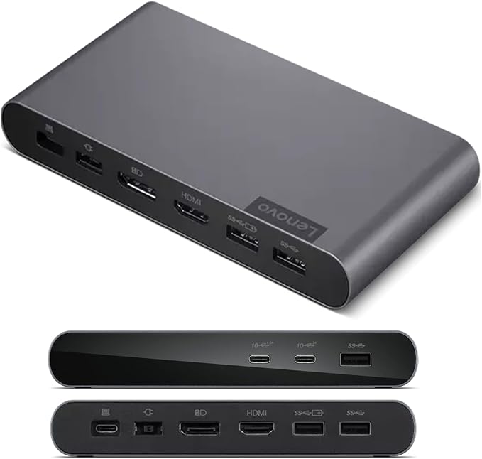 Lenovo Docking Station USB-C Universal Business Dock – Dual Display (1 DP 1.4 & 1 HDMI 2.0) – 65W Charging for Laptop (90W Power Adapter Included) – 3X USB-A & 2X USB-C Ports – Windows Compatible