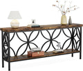 LITTLE TREE Sofa Table, 70.9 Inch Industrial Behind Couch Table with Storage Shelves, Narrow Long Console Table for Entryway, Living Room, Foyer, Hallway, Office