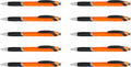 DISCOUNT PROMOS Ballpoint Pens With Rubber Grip - 10 pack - Black Ink Ball Point Pen with Soft Touch Plastic - Orange
