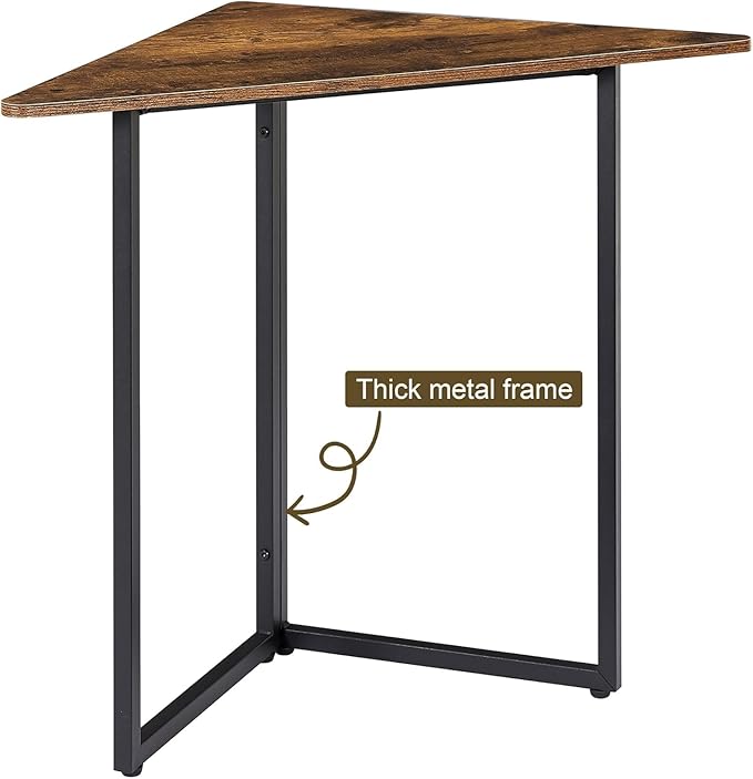 VECELO Corner Desk,Office Tables for Living Room for Small Space Triangle Computer Desk with Steel Frame Corner Shelves with Metal Frame Writing Desk for Workstation Classic Brown 31.1"