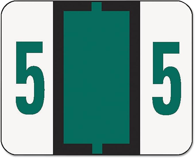 Smead BCCRN Bar-Style Color-Coded Numeric Label, 5, Label Roll, Dark Green, 500 Labels per Roll (67375)