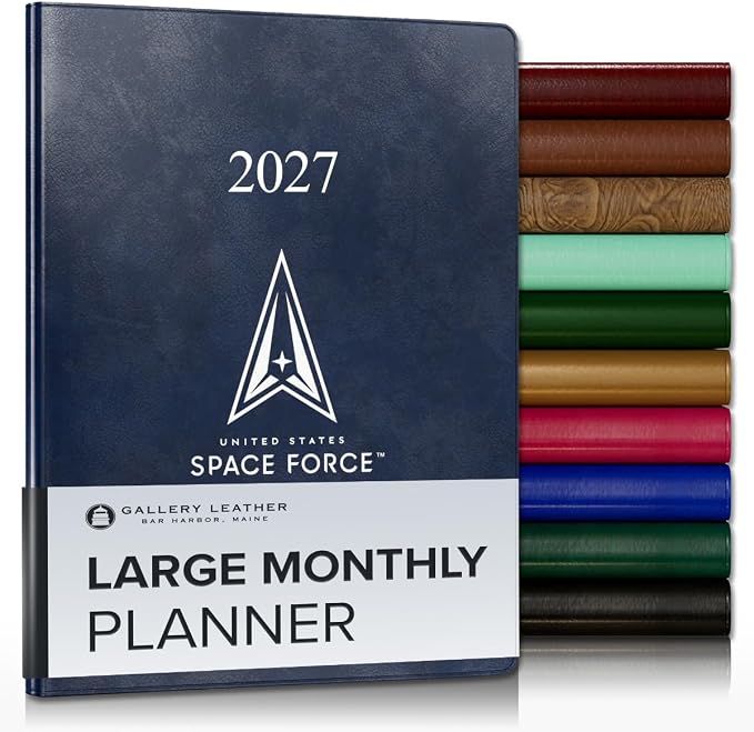 Gallery Leather Large Monthly Planner 2026-2027 Acadia Navy - US Space Force