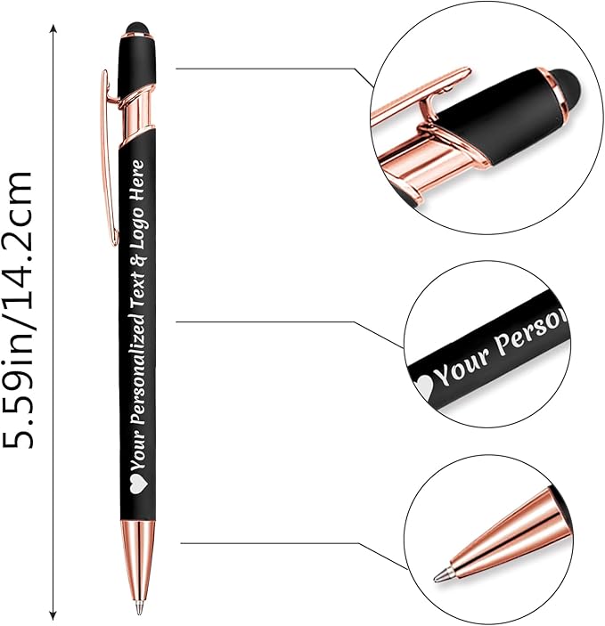 STREADVE 200 Personalized Custom Pens Engraved Writing Pen with Name Logo, Customized Promotional Items Stylus Pen Gifts for Women Realtor Birthday Wedding Business, Purple
