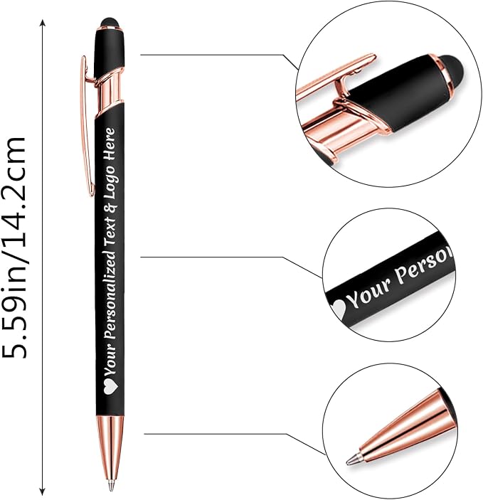STREADVE 150 Personalized Custom Pens Engraved Writing Pen with Name Logo, Customized Promotional Items Stylus Pen Gifts for Men Women Realtor Nurse Wedding Business, Green