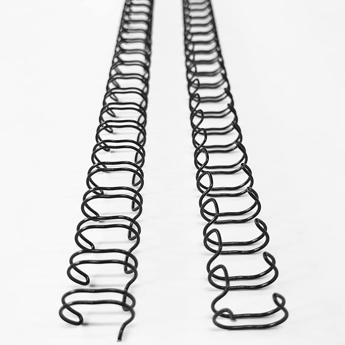 Binditek 100 Pack Double Loop Wire Binding Spines, 1/4Inch Binding Wire for Letter Size, 3:1 Pitch, 20 Sheet Capacity, 32-Loop, Black, for Students and Coworkers