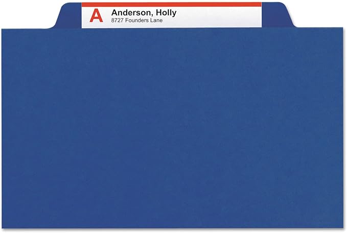 Smead Pressboard Classification File Folder with SafeSHIELD Fasteners, 2 Dividers, 2" Expansion, Letter Size, Dark Blue, 10 per Box (14032)