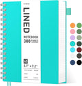 AHGXG Spiral Notebook - A5 Notebook College Ruled, Small 5.7" X 8.22", 300 Pages Thick Notebook Journal, 100GSM Lined Paper, Plastic Hardcover, for Work Office School Writing Notes, Lake Blue