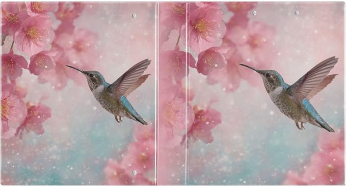 Cherry Blossom and Hummingbird Binder 3 Ring 1.5 Inch Binder with Clipboard&Pockets, Hardcover Binders Heavy Duty Large File Folder for Office School Supplies - Holds 200 Sheets