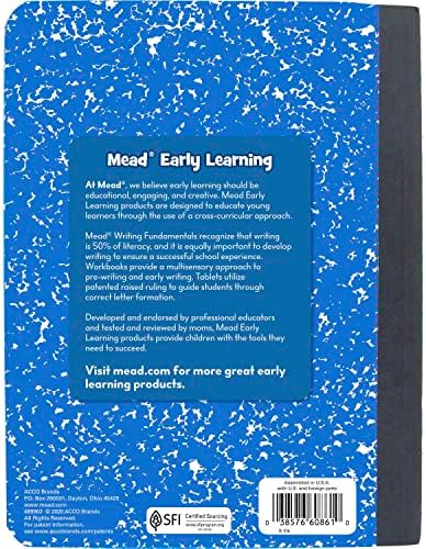 Mead Primary Composition Book, 4 Pack, Primary Ruled Journal, Grades K-2, 7-1/2" x 9-3/4", 100 Sheets per Comp Book, Assorted Colors (610053-ECM)