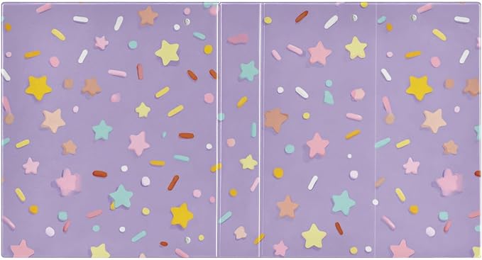 Aslsiy Ice Cream Confetti 3 Ring Binder 1.5 Inch Purple Star Round Clipboard Binder Decorative Harcover Binders Organizer for Office Supplies