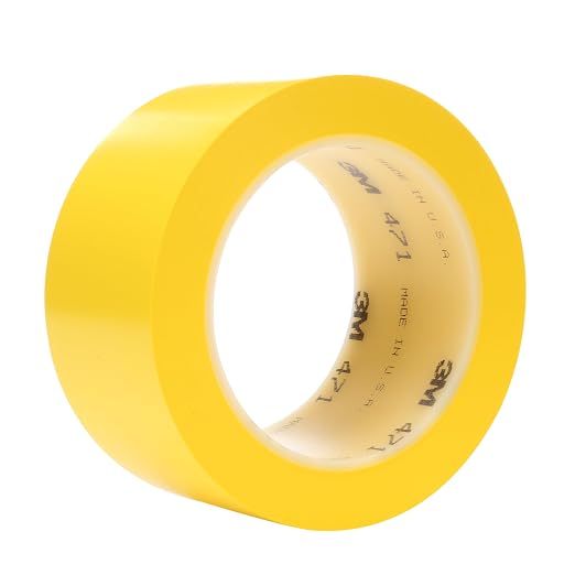 3M Vinyl Tape 471, 2 in x 36 yd, Yellow, 1 Roll, Yellow Floor Tape | Paint Alternative for Floor Marking, Social Distancing, Color Coding, Safety Marking