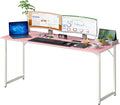 PayLessHere | 63 Inch Computer Desk | Pink | Office Desk with Metal Frame, Adjustable Feet | Water-Resistant, Scratchproof Surface | Sturdy Writing Table for Home Office or Study | Pack of 1
