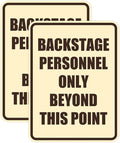Portrait Round Backstage Personnel Only Beyond This Point Door or Wall Sign Easy Installation | Music | Concert | Festivals Sign (Ivory/Dark Brown) - Large (2 Pack)