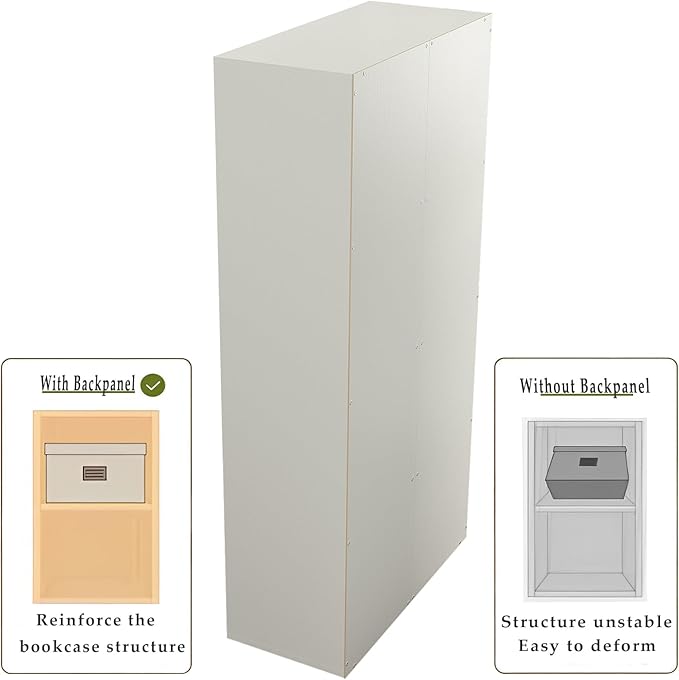 8-Cube Storage Shelf Bookcase, Warm White | Wooden 4-Tier Open Bookshelf, Fits 11×11" Bins, Vertical or Horizontal Use, Full Back Panels, For Home Office