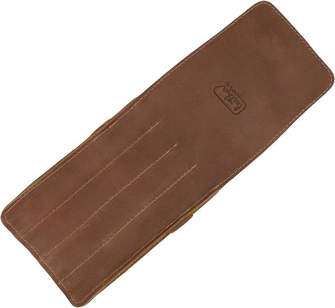 Pen Holder, Pencil Case, Minimalist Style Holder, Classic Storage, Full Grain Leather, Handmade, Single Malt Mahogany