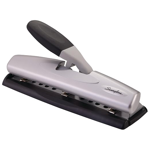 Swingline Hole Punch, Desktop Hole Puncher, 12 Sheet Punch Capacity, 2-3 Holes, Adjustable, LightTouch, Black/Silver (74026)