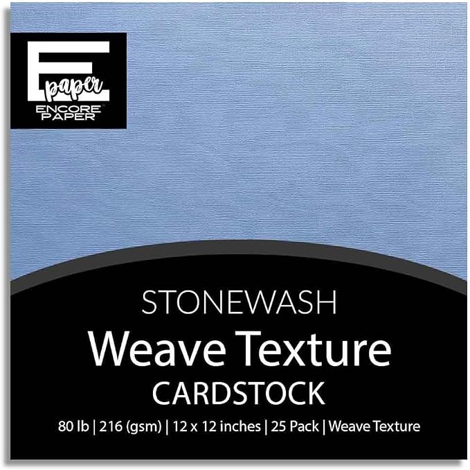 STONEWASH—12x12 Textured Cardstock | 80lb Textured Blue Scrapbook Paper | Premium Cardstock for Cricut Cutting | 25 Sheets