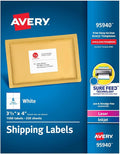 Avery Printable Shipping Labels with Sure Feed, 3-1/3" x 4", White, 1,500 Blank Mailing Labels (95940)