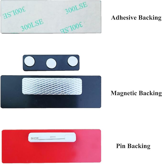 Custom Engraved Name Tag Badges for Business, Personalized Identification with Pin, Magnetic, Adhesive, or Blank Backing, 1.5"x3", Blue/White Text