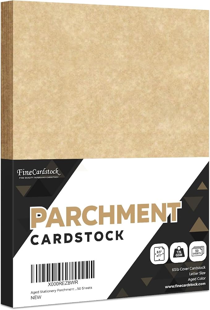 Aged Stationery Parchment Recycled Paper | 65Lb Cover Cardstock | 8.5” x 11” Inches | 50 Sheets Per Pack