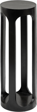 Kate and Laurel Dahl Modern Wooden Round Drink Table; 8 x 23; Black; Transitional Circle Wood Accent Pedestal Table for Living Room Plant Stand or Small Bedroom Nightstand