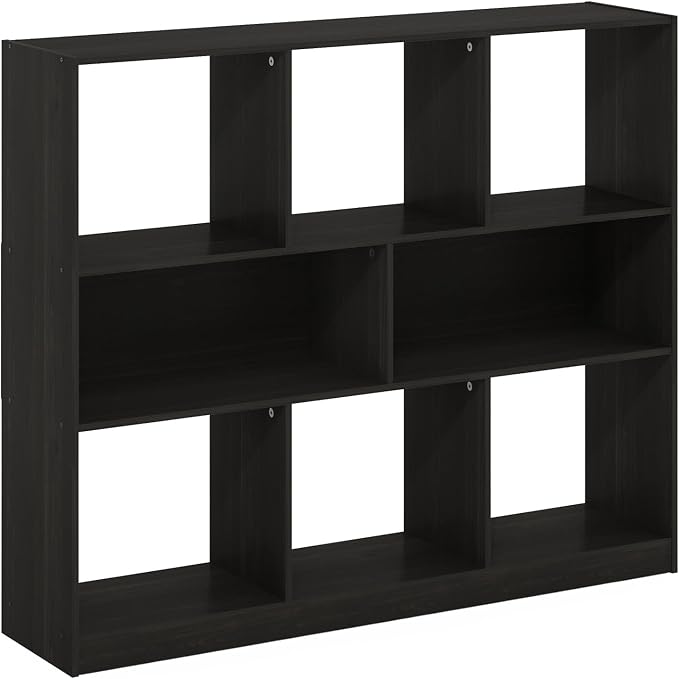 Furinno DALY Book Shelf, 8-Cube Bookshelf, Horizontal Cube Storage Organizer Bookcase, 10.9 x 47.2 x 39.4, for Living Room, Bedroom, Home Office, Dark Espresso