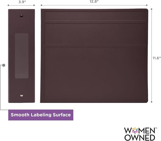 Carstens 4-Inch Heavy Duty 3-Ring Binder - Side Opening, Plum, Durable Plastic, No-Gap Rings, Waterproof Cover, No Pockets, Holds 600 Letter Sheets, BPA-Free Made in USA (1841-3R), Case of 10