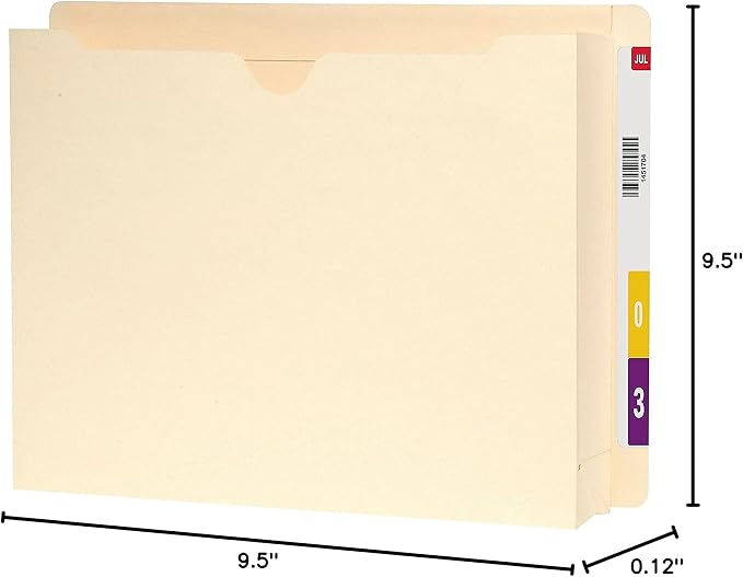 Smead End Tab Expanding File Jacket, Reinforced Straight-Cut Tab, 2" Expansion, Letter Size, Manila, Paper, 25 per Box (76910)
