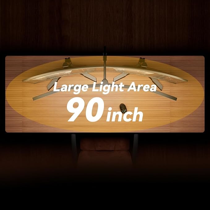 Adjustable LED Desk Lamp with Clamp, 4-Head Eye-Caring CRI95+ Desk Light, Stepless Dimming & Color Temp Remote Control, Flexible Neck, 5-Mode for Reading, Computer, Crafting, 90" Wide Desk Coverage