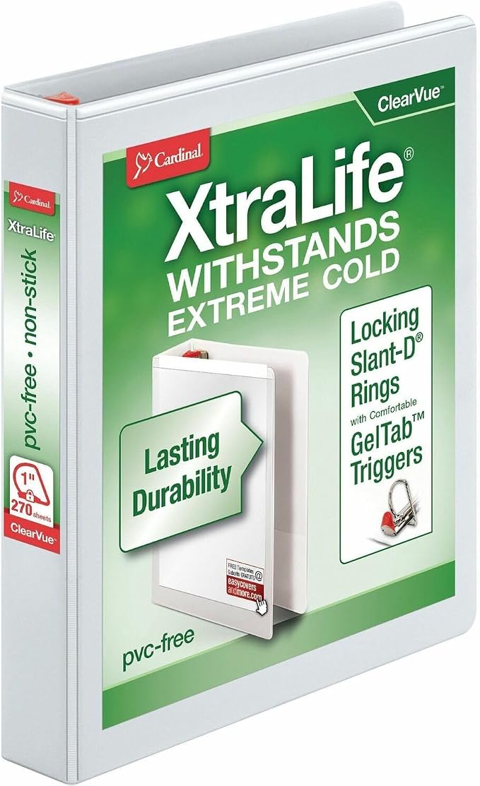 Cardinal Xtralife ClearVue Locking Slant-D Binders