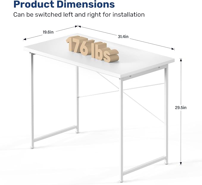 Small Space Writing Desk with Headphone Hooks, Modern Simple Design, Suitable for Study, Home Office and Living Room