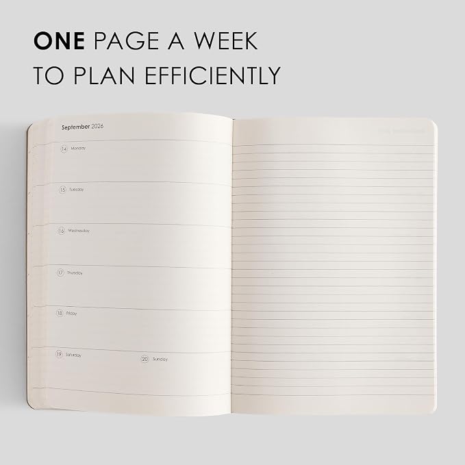 myPAPERCLIP 2026 Weekly & Monthly Planner, 12 Months (Jan2026 - Dec2026), A5 (5.6 in x 8 in), Italian Vegan Leather Planner with Weekly & Monthly Spreads, Yearly Overview – Blue