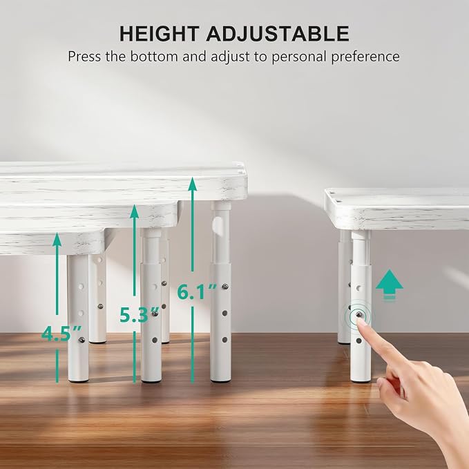 WALI Computer Monitor Stand for Desk, Adjustable Laptop Riser, up to 44 lbs | Desk Monitor Riser Underneath Storage, Fits Notebook, Laptops, Printers, for Home, Office, School(PTT001-M), Marble