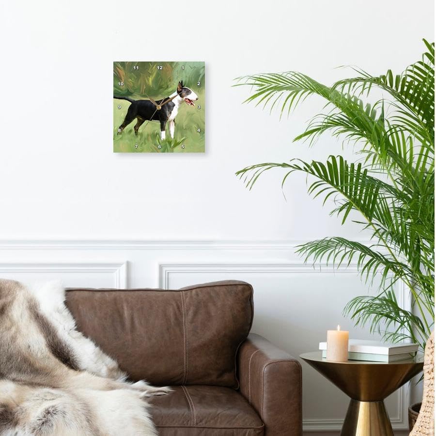 3dRose LLC Bull Terrier Wall Clock, 10 by 10-Inch
