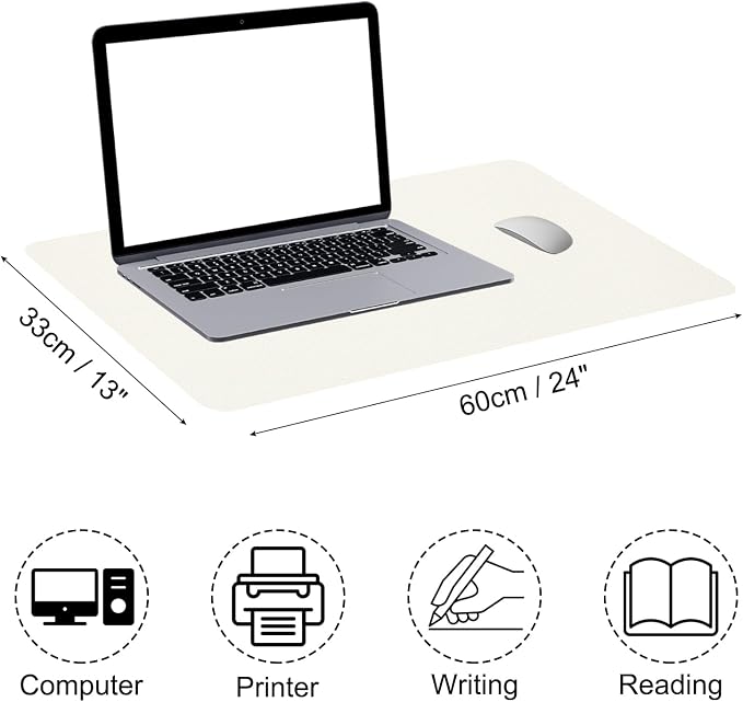 PATIKIL Large Desk Mat, 24"x13" Non-Slip Waterproof PU Leather Large Desk Pad Large Desktop Protector Cover Dual Sided Desk Pad for Office Home Work Study, Cream