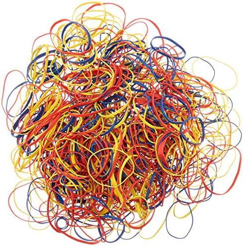 Amazon Basics Assorted Size and Color Rubber Bands, Strong Elastic Stretch Office Supplies, 0.5 lb. Variety Assortment