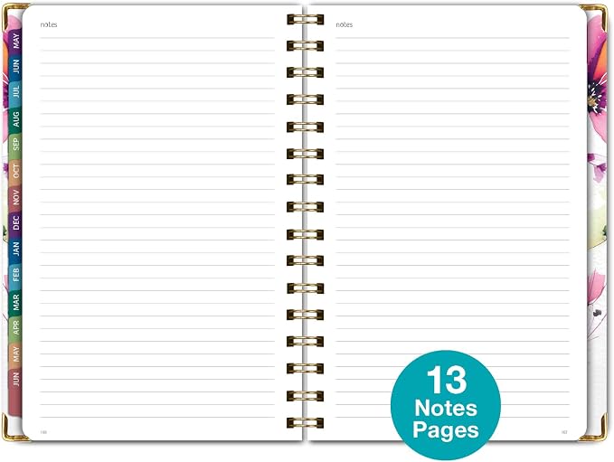 HARDCOVER Academic Year 2026-2027 Planner: 14 Months (May 2026 Through June 2027) 5.5"x 8" Daily Weekly Monthly Planner Yearly Agenda. Bookmark, Pocket Folder and Sticky Note Set (Rainbow Floral)