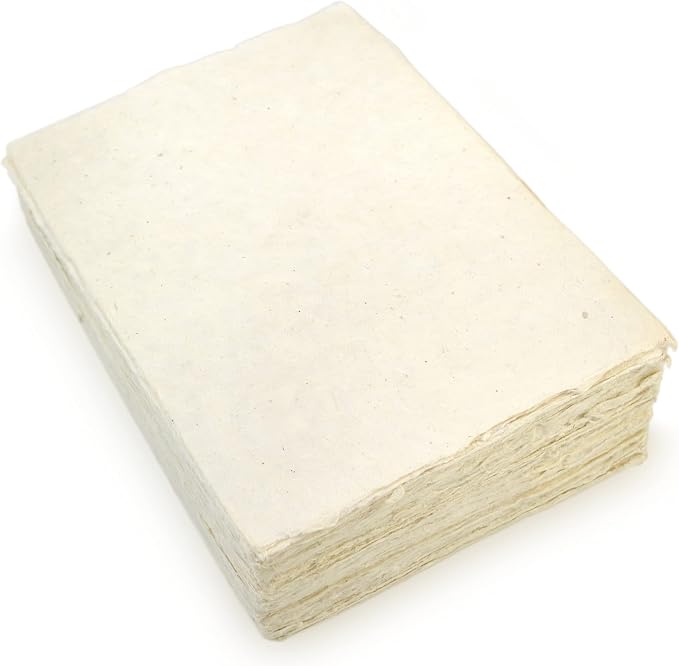 Handmade Lokta Card Stock 5x7 Inch Deckle Edge Paper (100 Sheets) | Kathmandu Valley Co. tree-free cardstock, decorative DIY invitations, vintage stationery, made in Nepal