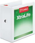 Cardinal 3 Ring Binder, 5 Inch Heavy Duty XtraLife Binder, Locking Slant-D Rings, Crack-Resistant Cover & Spine, ClearVue Covers with Shelf Pull, Holds 1,100 Sheets, White (26350)