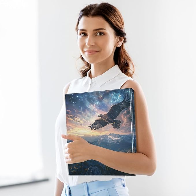 3 Ring Binder Eagle Flying on Mountain 1.5" Round Ring Binders View Binder with 200 Sheet for Women Men Office Kids School Supplies, 1 Pack