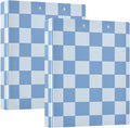 Blue Checkered White Buffalo Plaid 3 Ring Binder with 2 Interior Pockets 1.5 inch Binders 3 Ring Heavy Duty Fit 8.5" x 11" Letter Size for Office School, 2 Pack