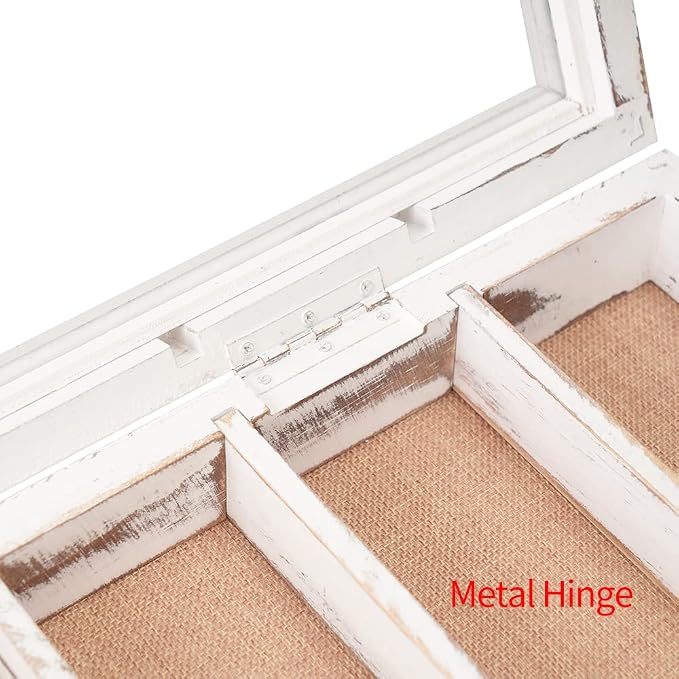 18x24 Shadow Box with Shelves and Magnetic Door, Oversized Shadow Boxes Display Cases with Detachable Shelves for Coins Medals Bouquet Figures Miniatures-Vintage White | Real Wood; 18x24-Inch Oversized Display; 6 Removable Shelves; Magnetic Door; Wall-...