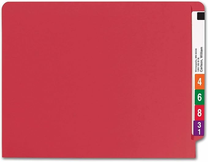 Smead End Tab File Folder, Shelf-Master Reinforced Straight-Cut Tab, Letter Size, Red, 100 Per Box (25710)