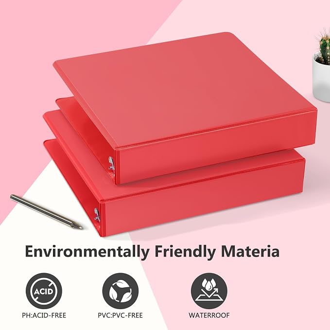 ViVin Sturdy 1.5 Inch 3 Ring Binder with 2 Pockets, 6 Pack, Red | Slant-D Ring Binder, PVC-Free, Customizable Clear View Binder,Holds 350 Sheets of 8.5" x 11" Paper, 2 Interior Pockets