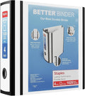 Staples Better 4-Inch 3-Ring View Binder, White, Reinforced Spine | High-capacity durable binder for school and everyday office storage.