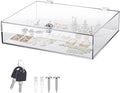 Clear Acrylic Locking Display Case with Keys Large Medication Lock Box Snack Fridge Lock Acrylic Figure Display Case Storage Box for Collectibles Figures Jewelry Toy(12" X 9.84" X 3")