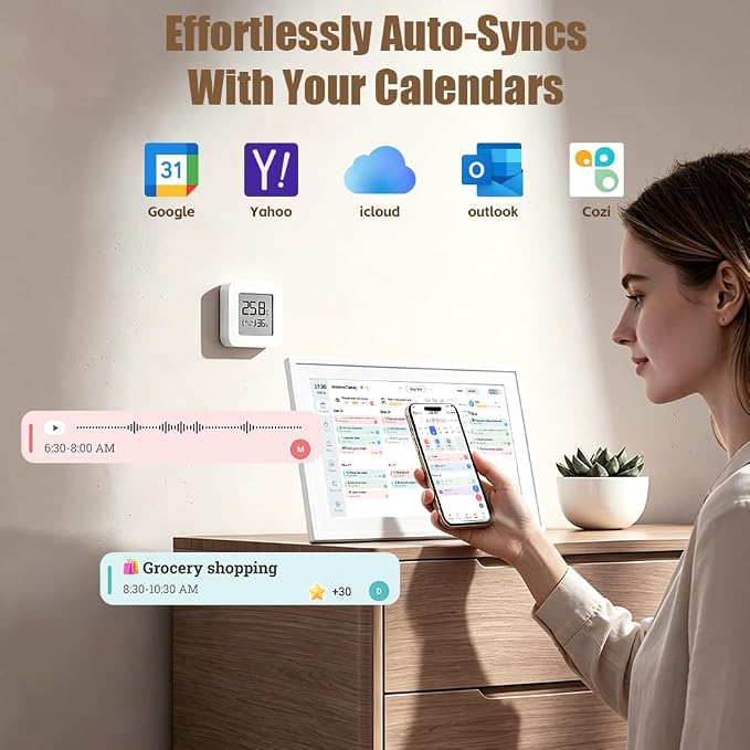 10.1 Inch Digital Calendar with IPS Touch Screen - Smart Electronic Calendar & Planner, Sync & Custom Alerts, Ideal Home Office Management Tool