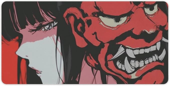 Japanese Female Samurai Anime Girl Large Mouse Pad Gaming Desk Mat Keyboard Computer Pad Non-Slip Rubber Mouse Mat for Home Office 30x60cm