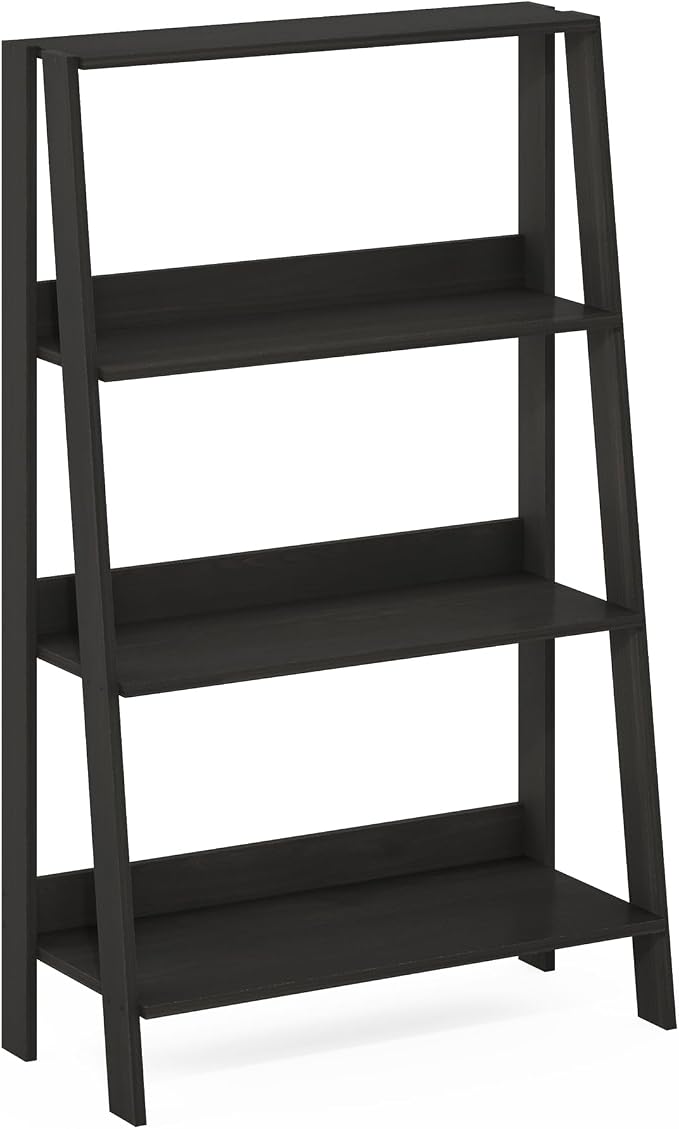 Furinno Ladder 4-Tier Book Shelf, Open Frame Ladder Shelf, Espresso | 10.9 x 23.6 x 38.4, Bookcase, Standing Display Storage Shelves, Storage Rack, for Organization, Living Room, Home Office