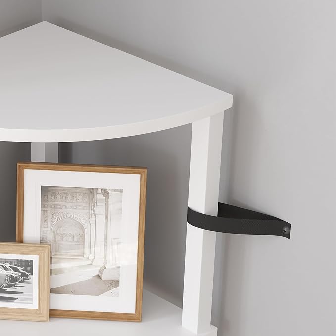 VIMBER Corner Shelf, 5-Tier Corner Bookshelf, Industrial Corner Ladder Shelf, Modern Display Shelf for Living Room, Bedroom, Kitchen, Home Office, White UJSJ001W
